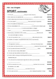 FCE-SPORT-word formation (level B2)
