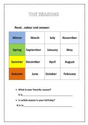 English Worksheet: The four seasons (part2)