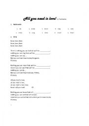 English Worksheet: All you need is love - past participle