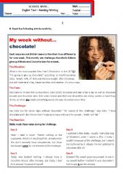 My week without chocolate (Addictions) B1 - pre-intermediate