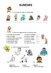 English Worksheet: illnesses amd making suggestions