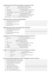 Revision Test: Present simple, present continuous, past simple and past continuous