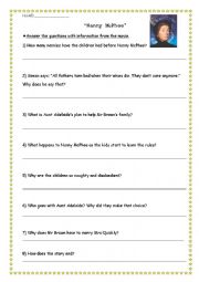 English Worksheet: Nanny McPhee - Questionnaire