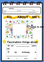 English Worksheet: My First Profile