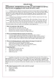 English Worksheet: Exam on literary terms, parts of speech, comparatives,superlatives and reading