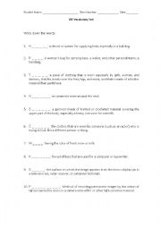 English Worksheet: KET Vocabulary and Definitions