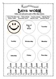 English Worksheet: Days Worm