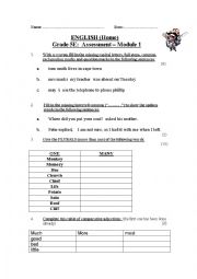 English Worksheet: Grammar test grade 5