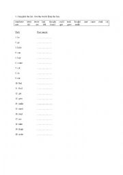 Irregular verbs test