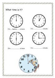 English Worksheet: What time is it?