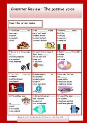 English Worksheet: Grammar review - the passive voice + keys