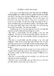 English Worksheet: Past Simple-Goldilocks