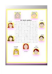 English Worksheet: Word search My family