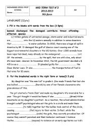 English Worksheet: 9th form Mid-Term test n2
