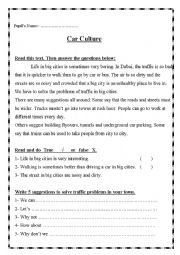 English Worksheet: traffic jam