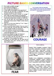 English Worksheet: Picture-based conversation : topic 5 - courage vs fear