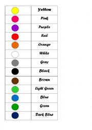 English Worksheet: Colours - memory game