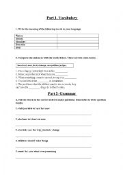 English Worksheet: test in modals and semi modals