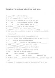 English Worksheet: past simple tense