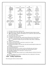 English Worksheet: Globe - reading comprehension