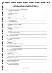 English Worksheet: Reported speech