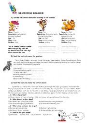 English Worksheet: Describing a cartoon character