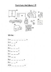 English Worksheet: Furniture And More 1