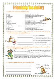 English Worksheet: Friendship Vocabulary