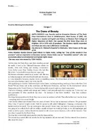 English Worksheet: Anita Roddick - The Dame of Beauty