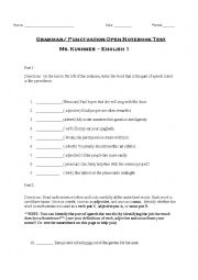 English Worksheet: grammer/punctuation test