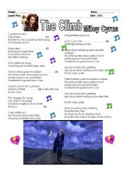 English Worksheet: The Climb (Warm up song for teaching present continuous)