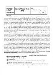 English Worksheet: bac math first end of term test