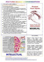English Worksheet: Picture-based conversation : topic 4 - brain vs hands