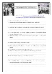 English Worksheet: History of civil rights movement