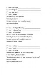 English Worksheet: Being Around second conditional song