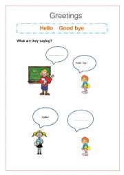 English Worksheet: Hello - Good bye