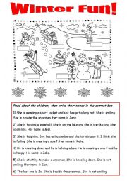 English Worksheet: Winter Fun!