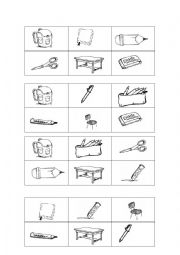 English Worksheet: school objects-bingo