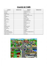 English Worksheet: Vocabulary Places in Town