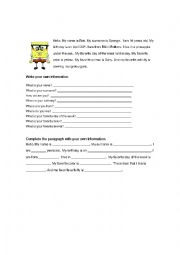 English Worksheet: SPONGE BOB