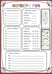 English Worksheet: numbers fun 