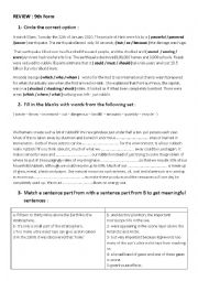 English Worksheet: review