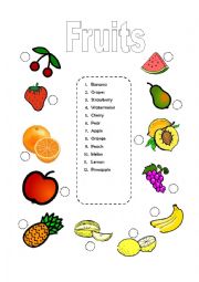 English Worksheet: Fruits