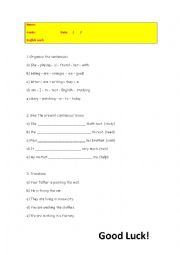 English Worksheet: Present continuous