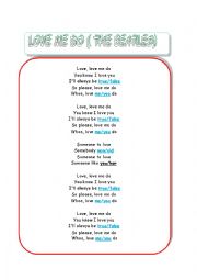English Worksheet: LOVE ME DO- THE BEATLES