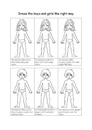Clothes read and colour worksheet