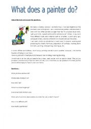English Worksheet: What does a painter do? part3 with key
