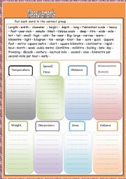 English Worksheet: measurements 