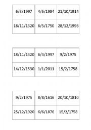 English Worksheet: Dates bingo
