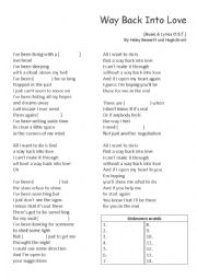 English Worksheet: Pop Song English(Way Back Into Love from Music&Lyrics O.S.T.)